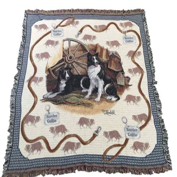 P. Lehmkuhl Other - P. Lehmkuhl Border Collie Dog Tapestry Throw Blanket 50x63 Inches
